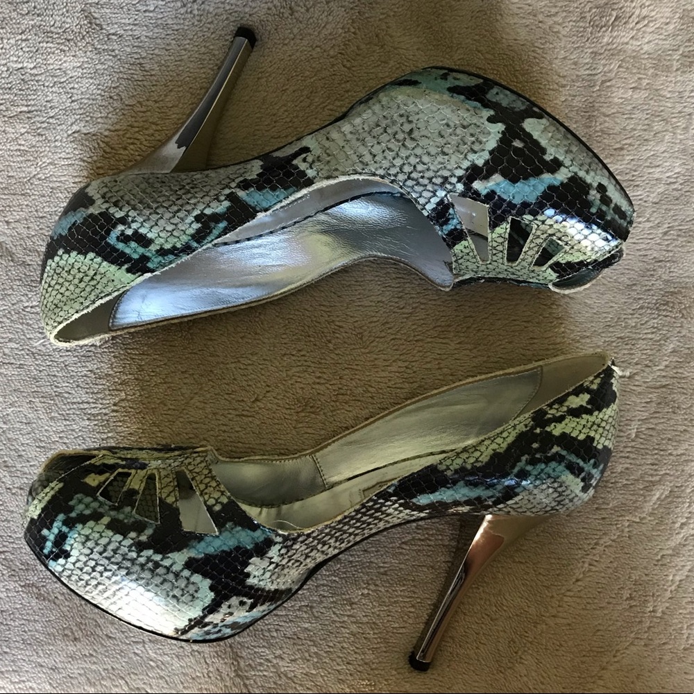 Italian Snakeskin Print Platform Heels